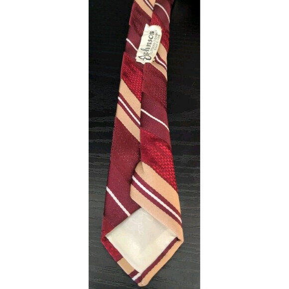 1970’s Don Loper Beverly Hills Men's Necktie 100% Poly Fat 4" 56" Red Striped - Picture 5 of 5